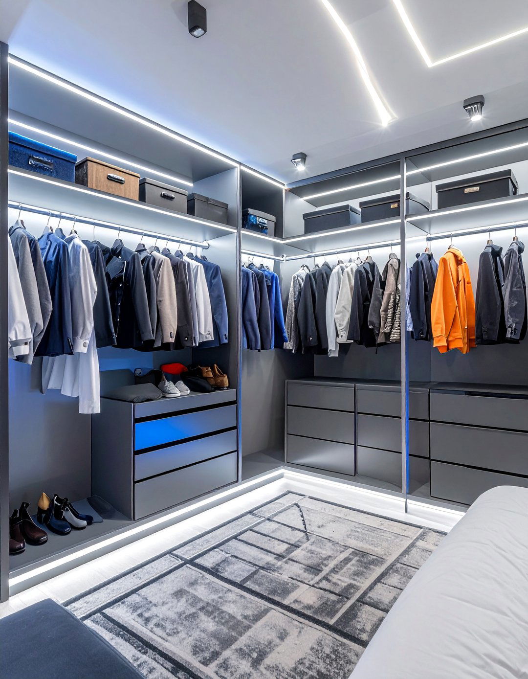 Smart Technology Integration - 30 Open Closet Ideas for a Modern Wardrobe