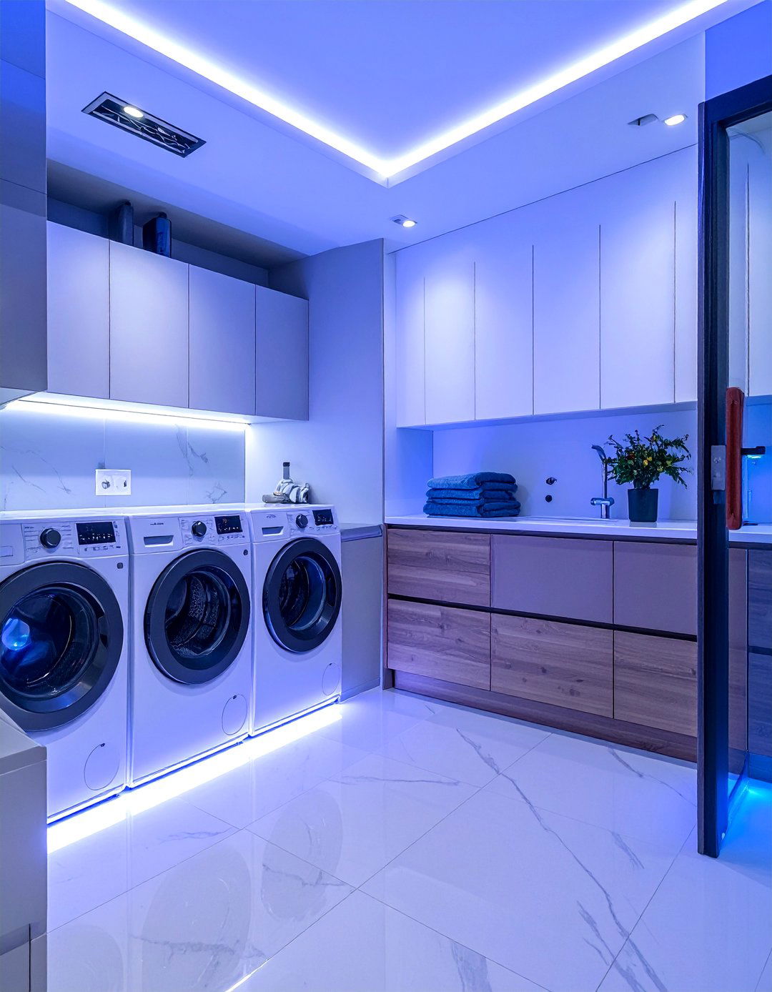Smart Technology Integration - 15 Smart Small Laundry Room Ideas with Top Load Washer