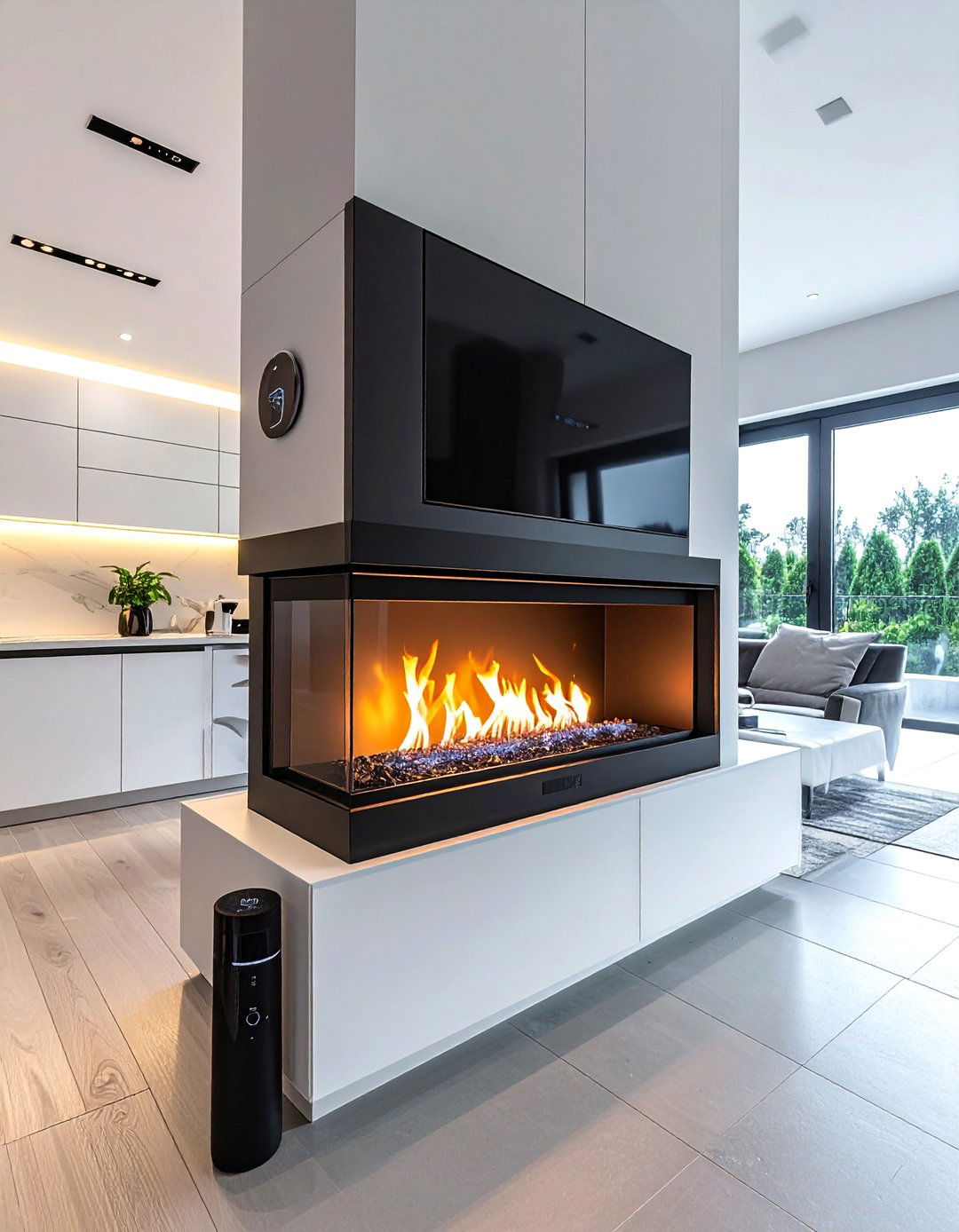 Smart Technology Kitchen Fireplaces - 25 Kitchens With Fireplaces for Cozy Cooking Spaces