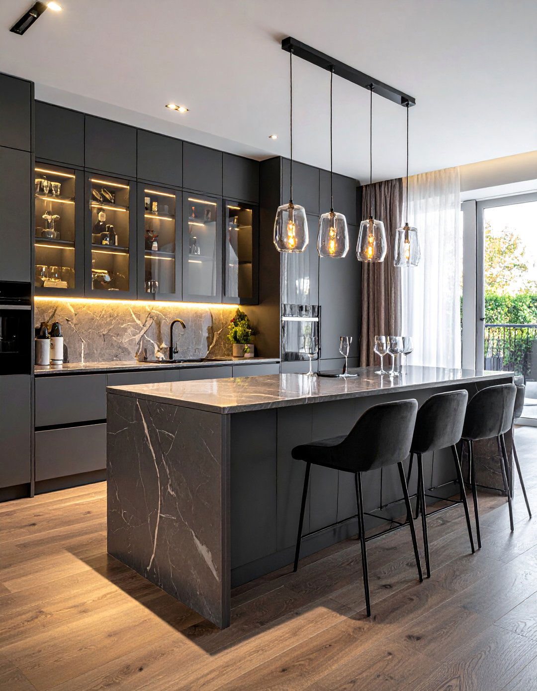 Smoked Glass Kitchen Cabinets for a Moody Ambiance - 20 Modern Style Glass Kitchen Cabinets for a Sleek Look