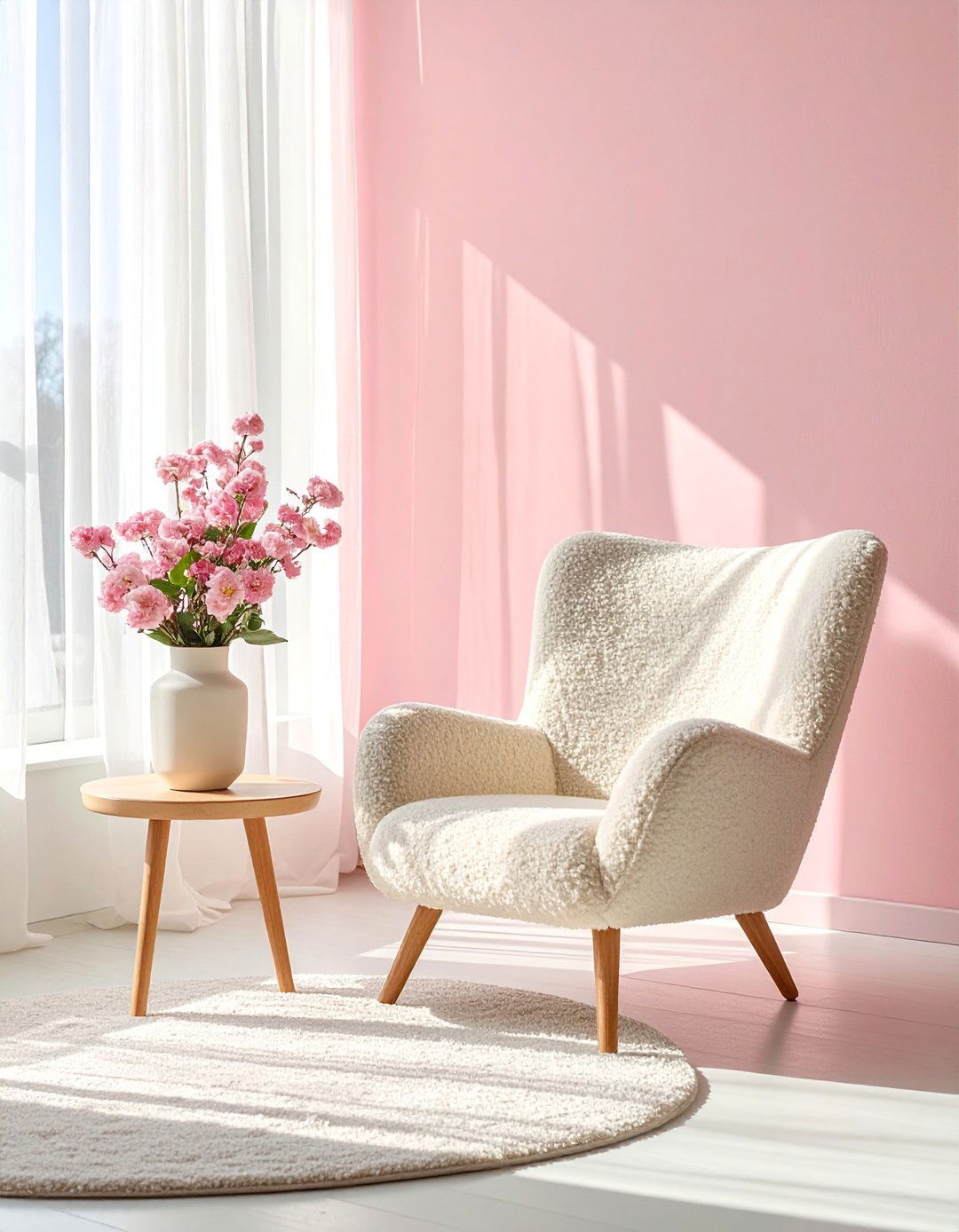 Soft Boucle Accent Chair - 25 Danish Pastel Room Ideas for a Soft, Minimalist Aesthetic
