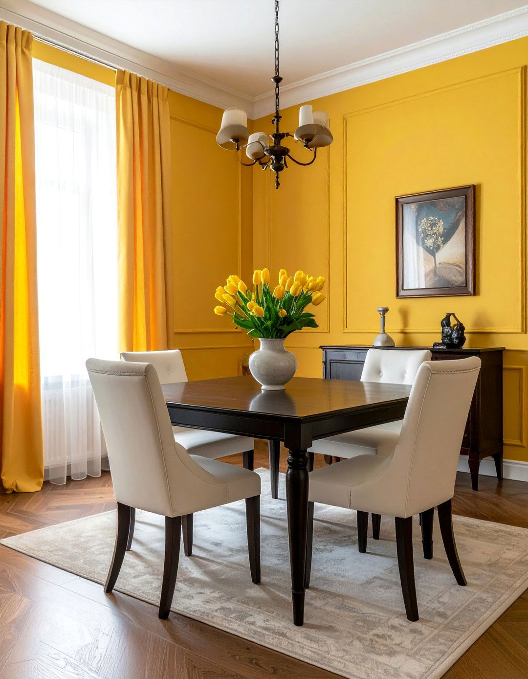 Soft Buttercream Yellow Dining Room Walls - 20 Yellow Dining Room Ideas for a Bright and Cheerful Space