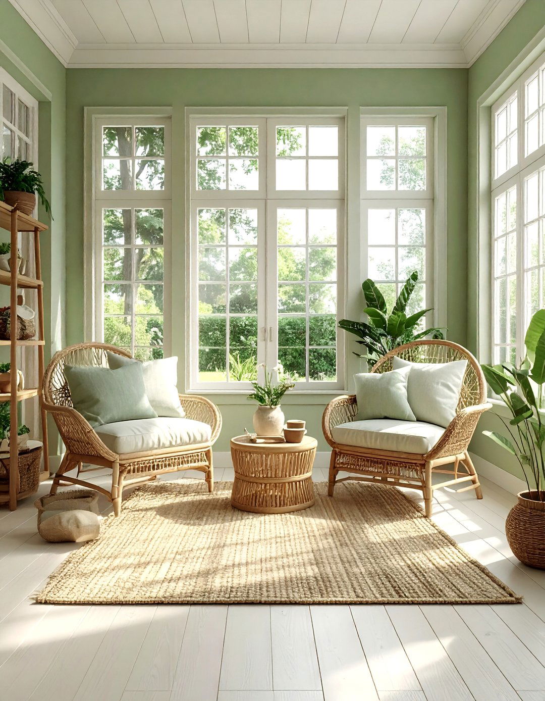 Soft Sage Green Sunroom - 20 Sunroom Color Ideas to Brighten Your Indoor-Outdoor Space