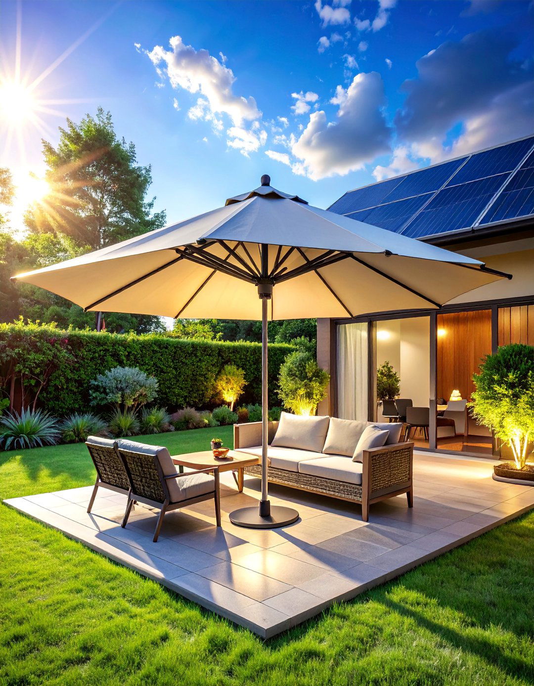 Solar Powered Motorized Umbrellas for Eco Friendly Operation - 40 Shade Ideas for Comfortable Outdoor Living Spaces