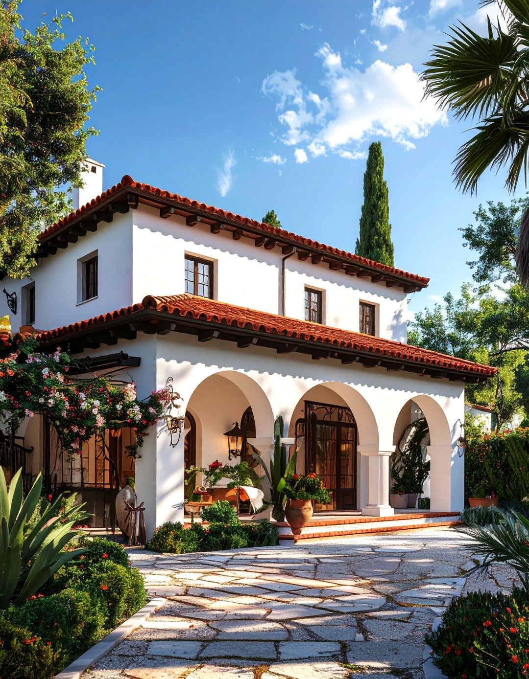 Spanish Revival Exterior with Stucco and Terracotta Tiles - 20 Aesthetic House Exterior Ideas to Boost Curb Appeal