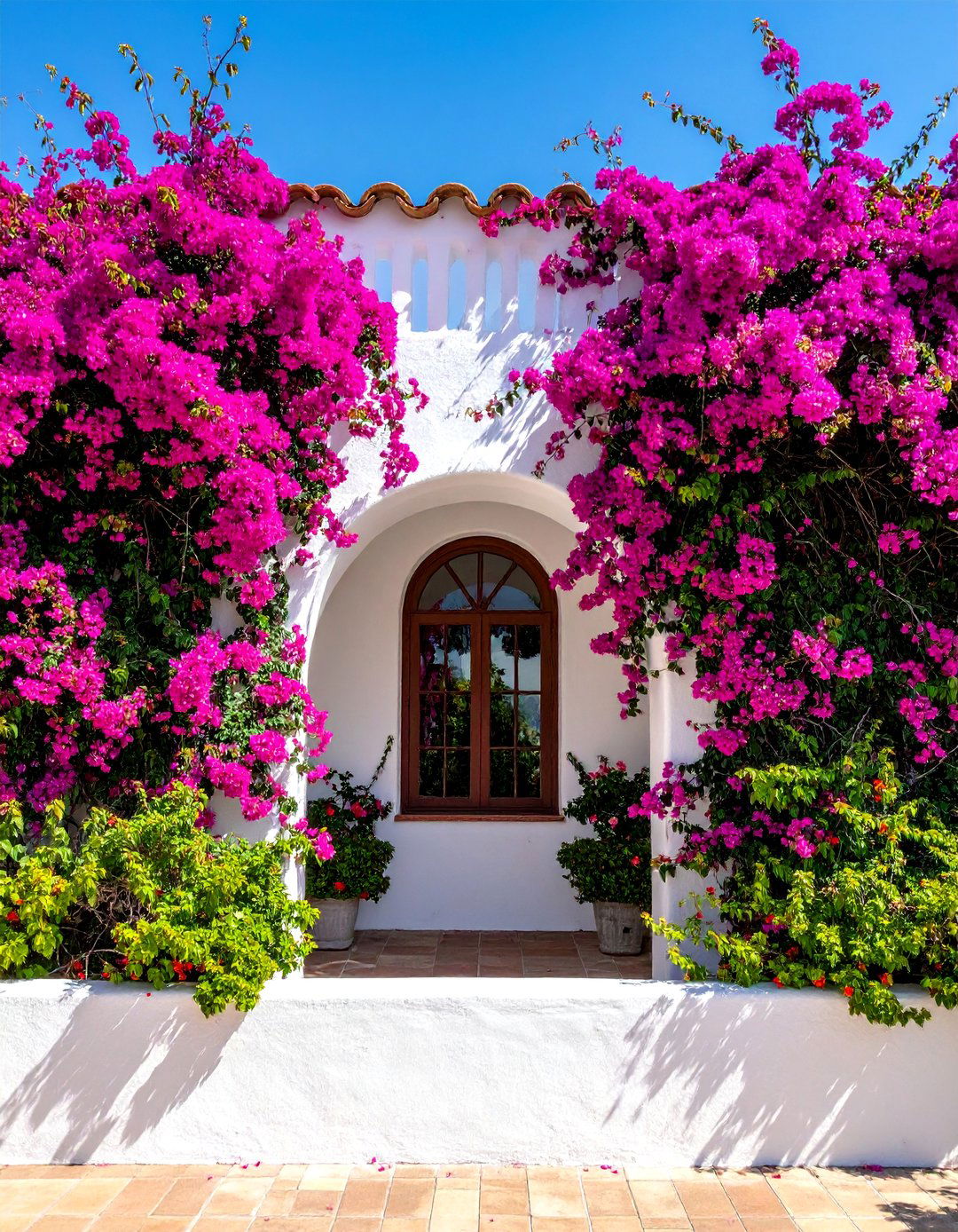 Spanish Style Home with Bougainvillea Vines - 40 Spanish Style Home Exterior Ideas for Timeless Charm