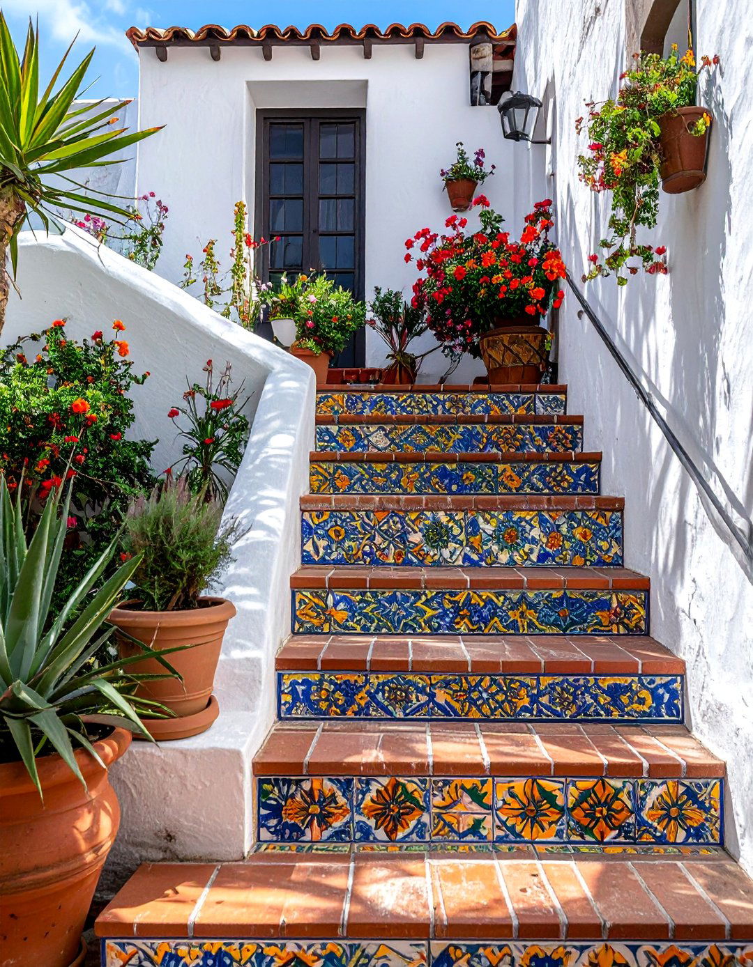 Spanish Style Home with Colorful Talavera Tile Details - 40 Spanish Style Home Exterior Ideas for Timeless Charm