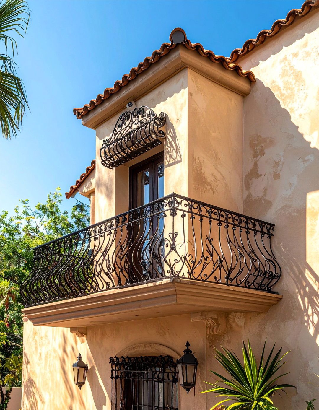 Spanish Style Home with Ornate Wrought Iron Accents - 40 Spanish Style Home Exterior Ideas for Timeless Charm