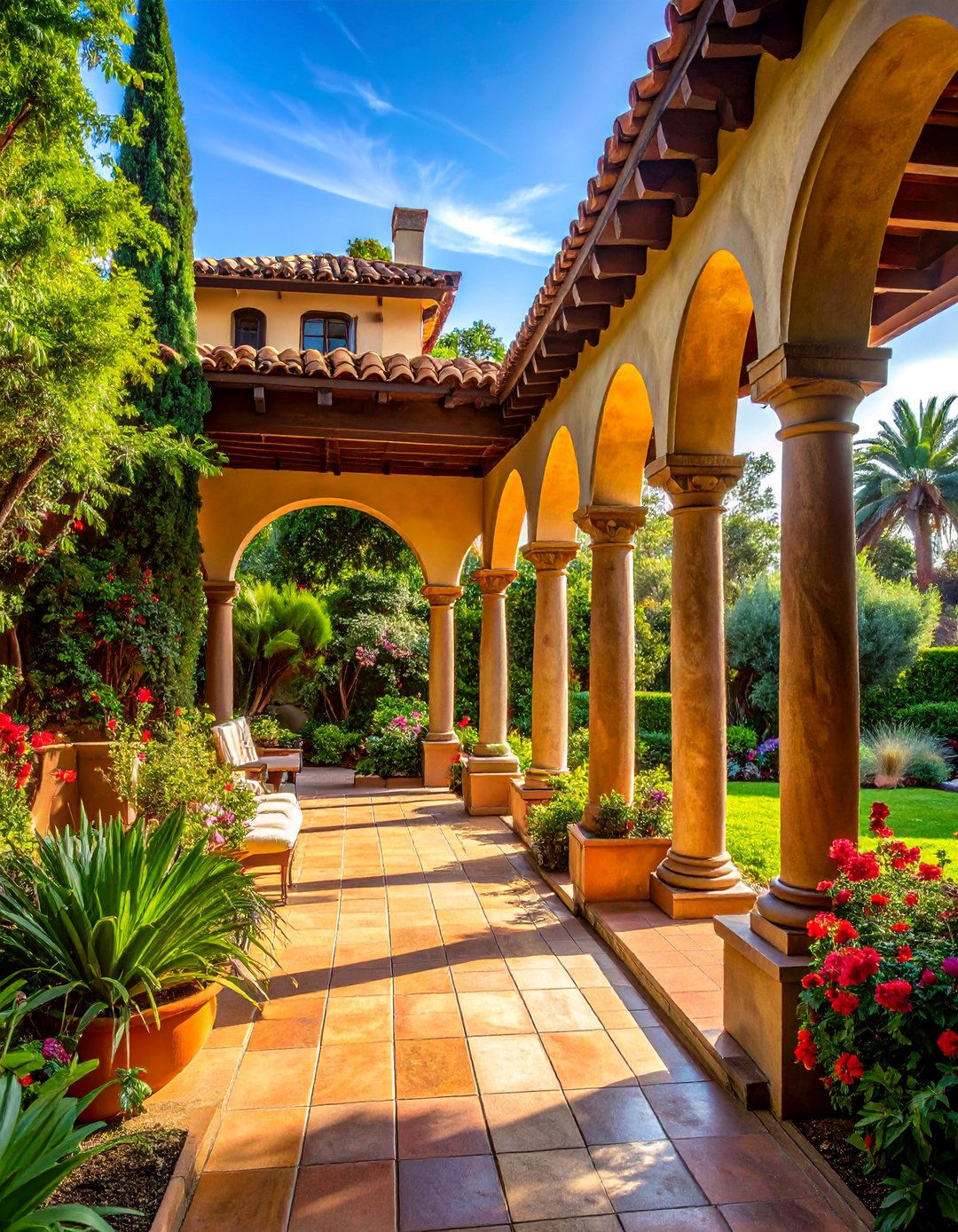 Spanish Style Home with a Covered Porch or Arcade - 40 Spanish Style Home Exterior Ideas for Timeless Charm
