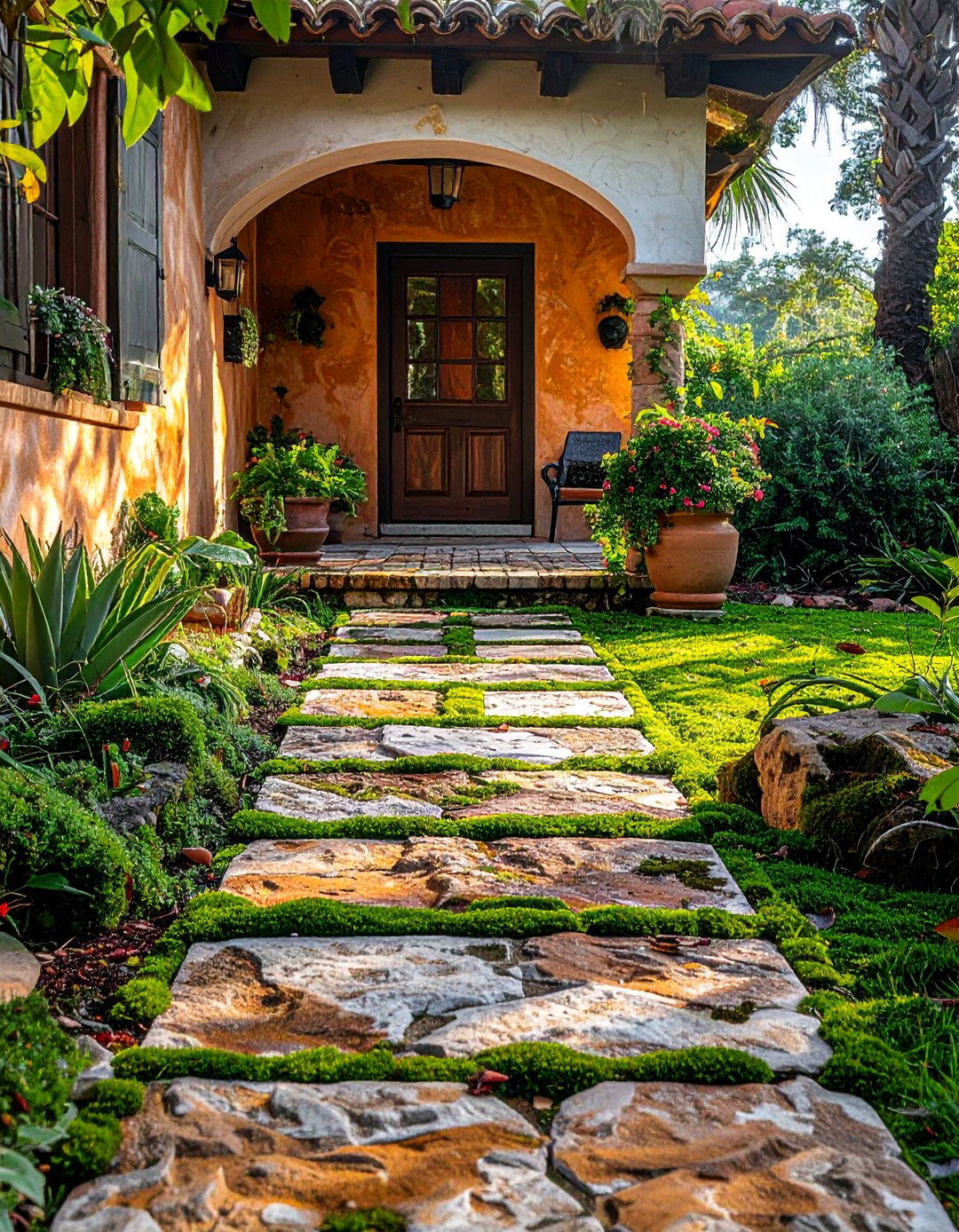Spanish Style Home with a Flagstone Walkway - 40 Spanish Style Home Exterior Ideas for Timeless Charm