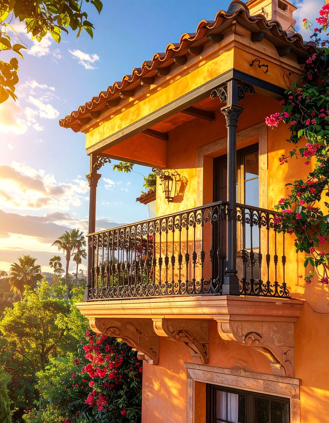 Spanish Style Home with a Juliet Balcony - 40 Spanish Style Home Exterior Ideas for Timeless Charm
