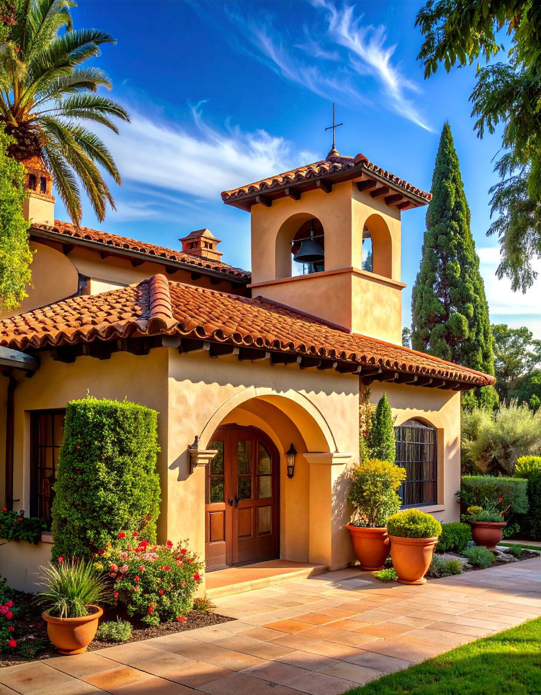 Spanish Style Home with an Attached Bell Tower - 40 Spanish Style Home Exterior Ideas for Timeless Charm
