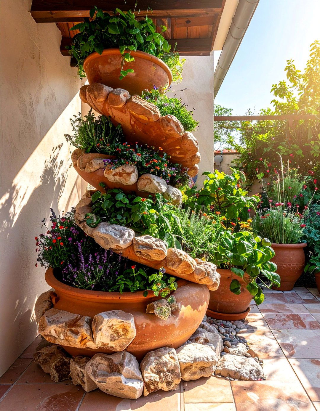 Spiral Herb Vertical Garden - 40 Vertical Garden Ideas for Small Spaces