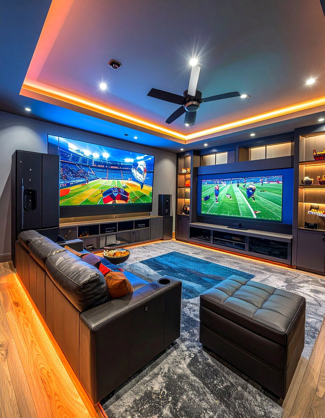 Sports Theater Den - 40 Small Home Theater Ideas for Movie Nights
