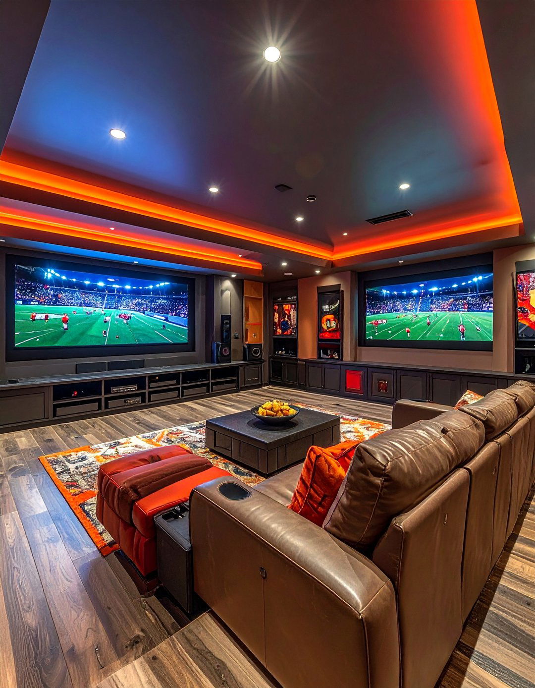 Sports Themed Entertainment Theater - 25 Basement Home Theater Ideas for Movie Nights