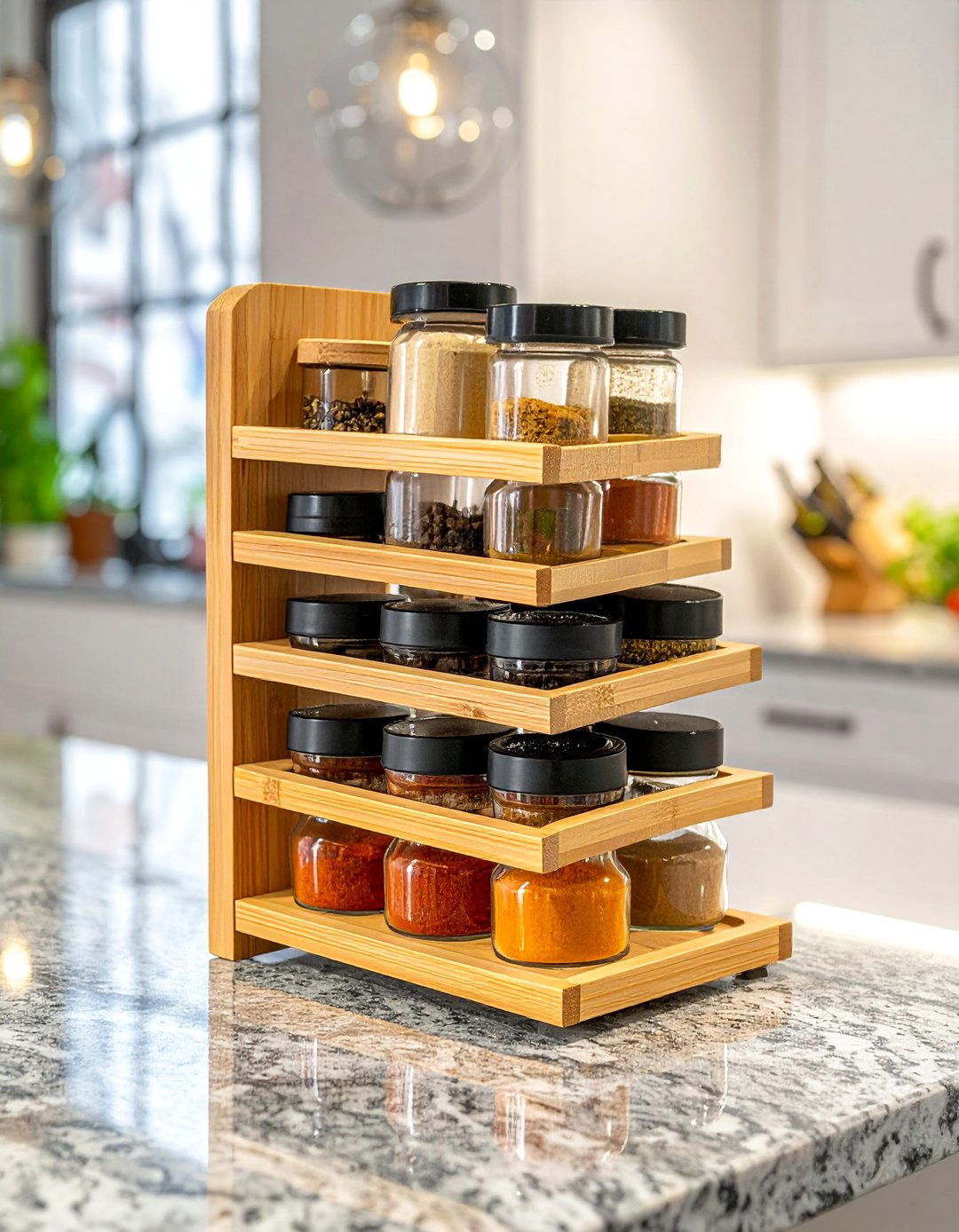 Stackable Countertop Spice Rack - 40 Creative Spice Rack Ideas for Organized Kitchens
