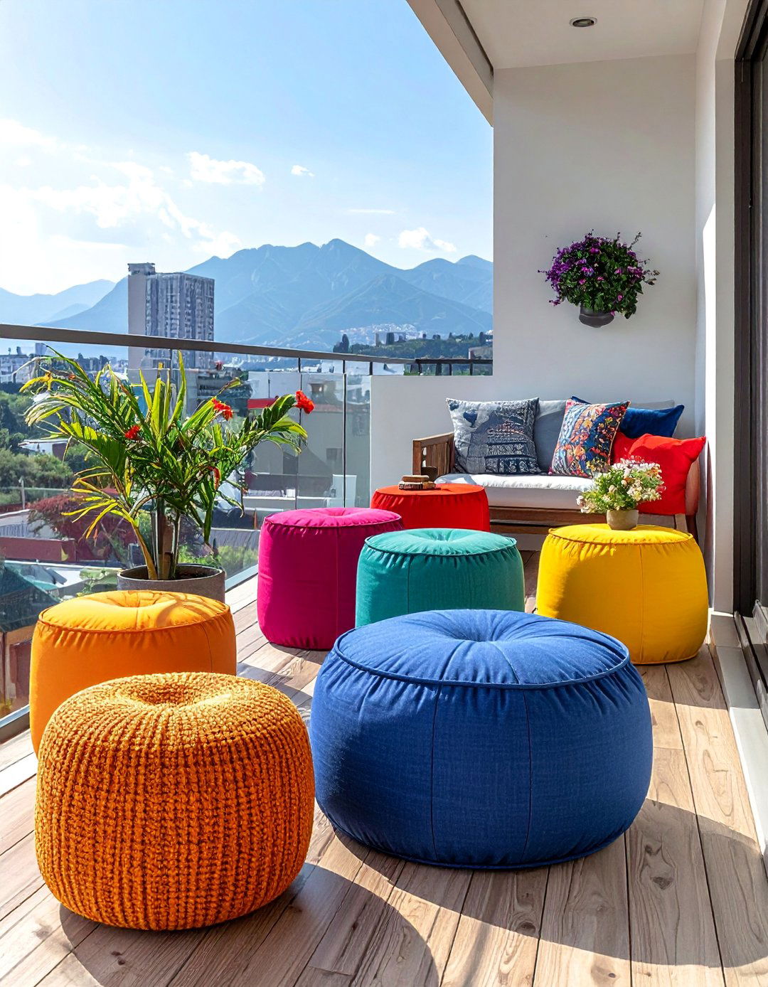 Stackable Outdoor Stools and Poufs - 25 Balcony Seating Ideas for Small Outdoor Spaces