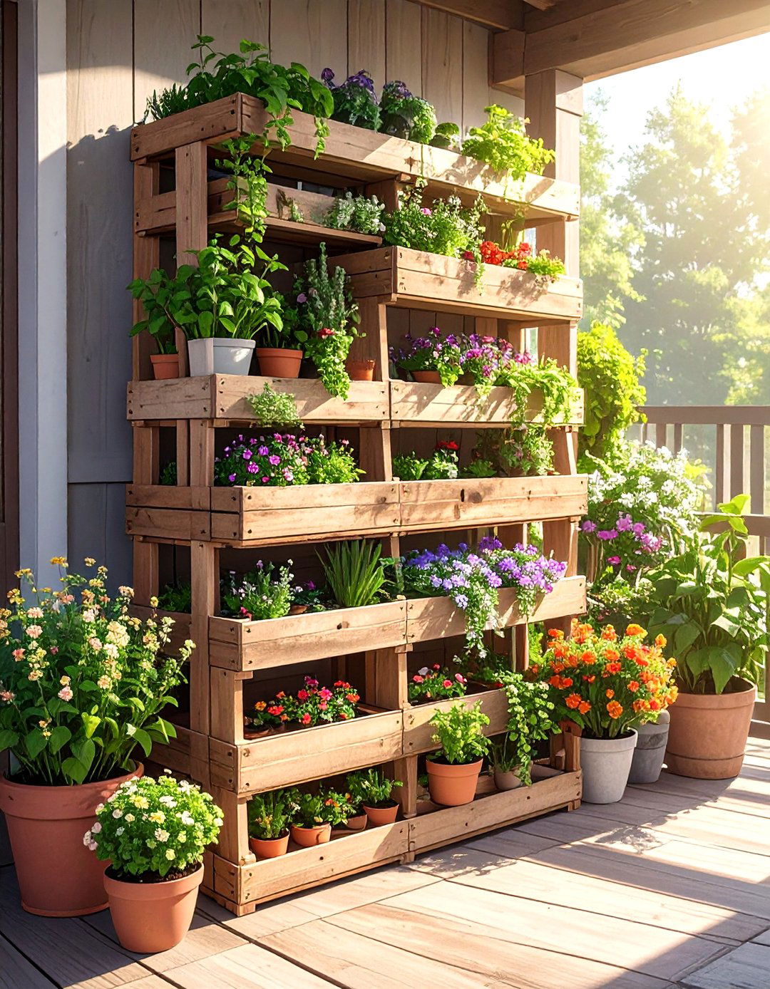 Stacked Crate Vertical Garden - 40 Vertical Garden Ideas for Small Spaces