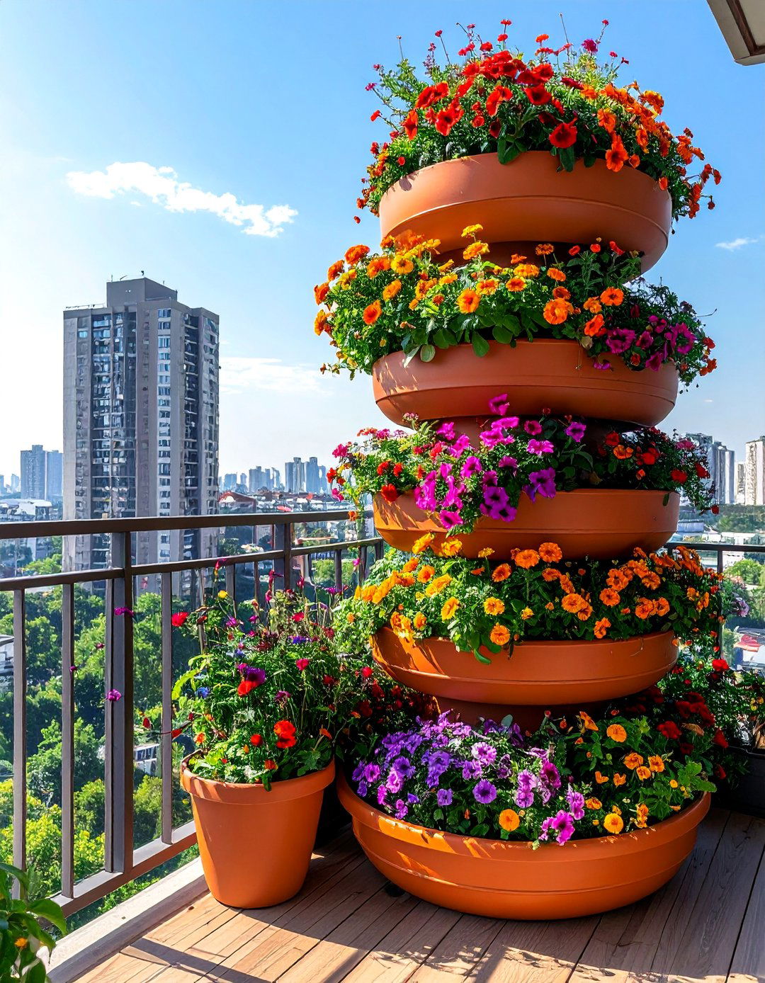 Stacked Planter Tower Vertical Garden - 40 Vertical Garden Ideas for Small Spaces