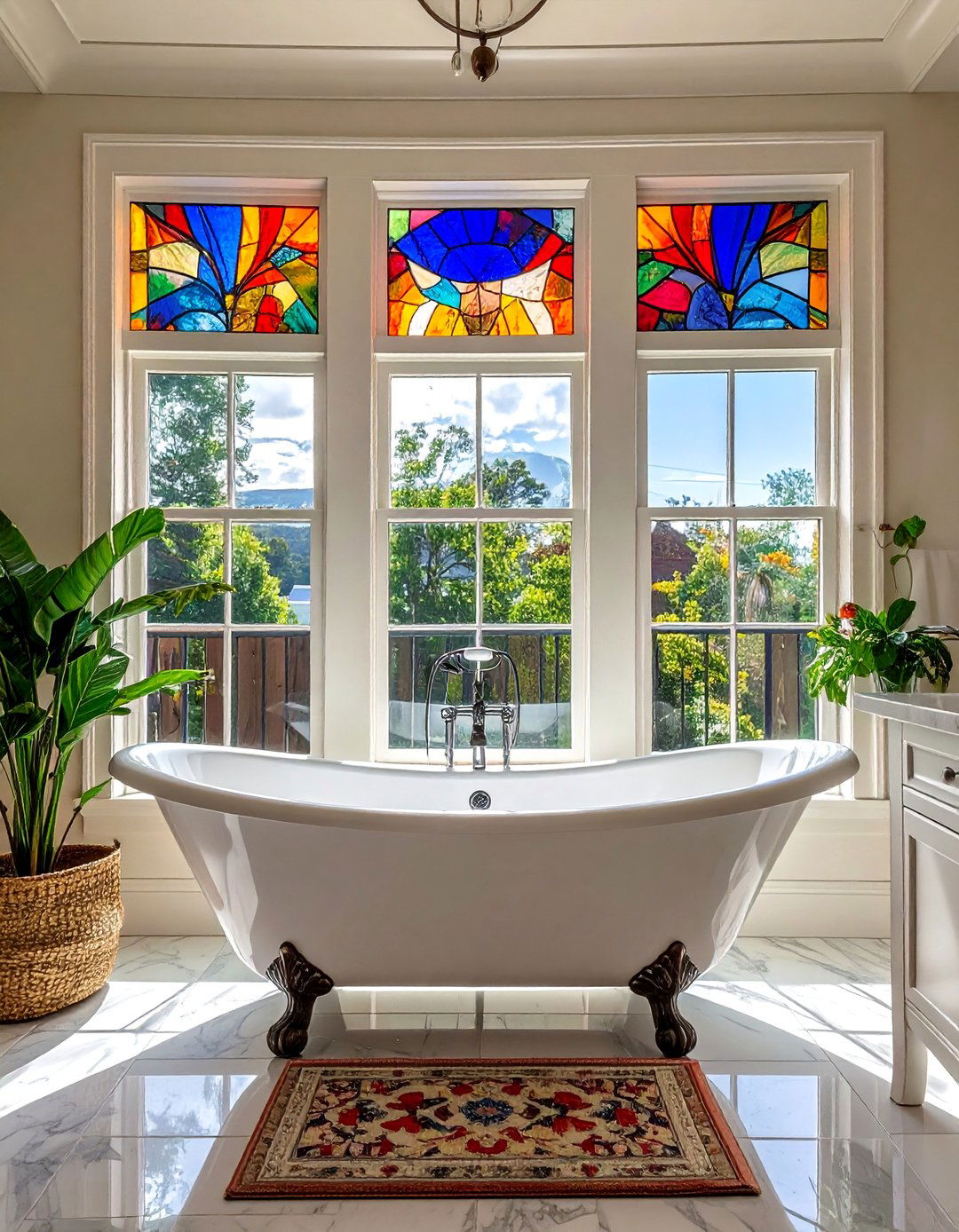 Stained Glass Artistry - 20 Windows Above Bathtub Ideas for a Relaxing Bath