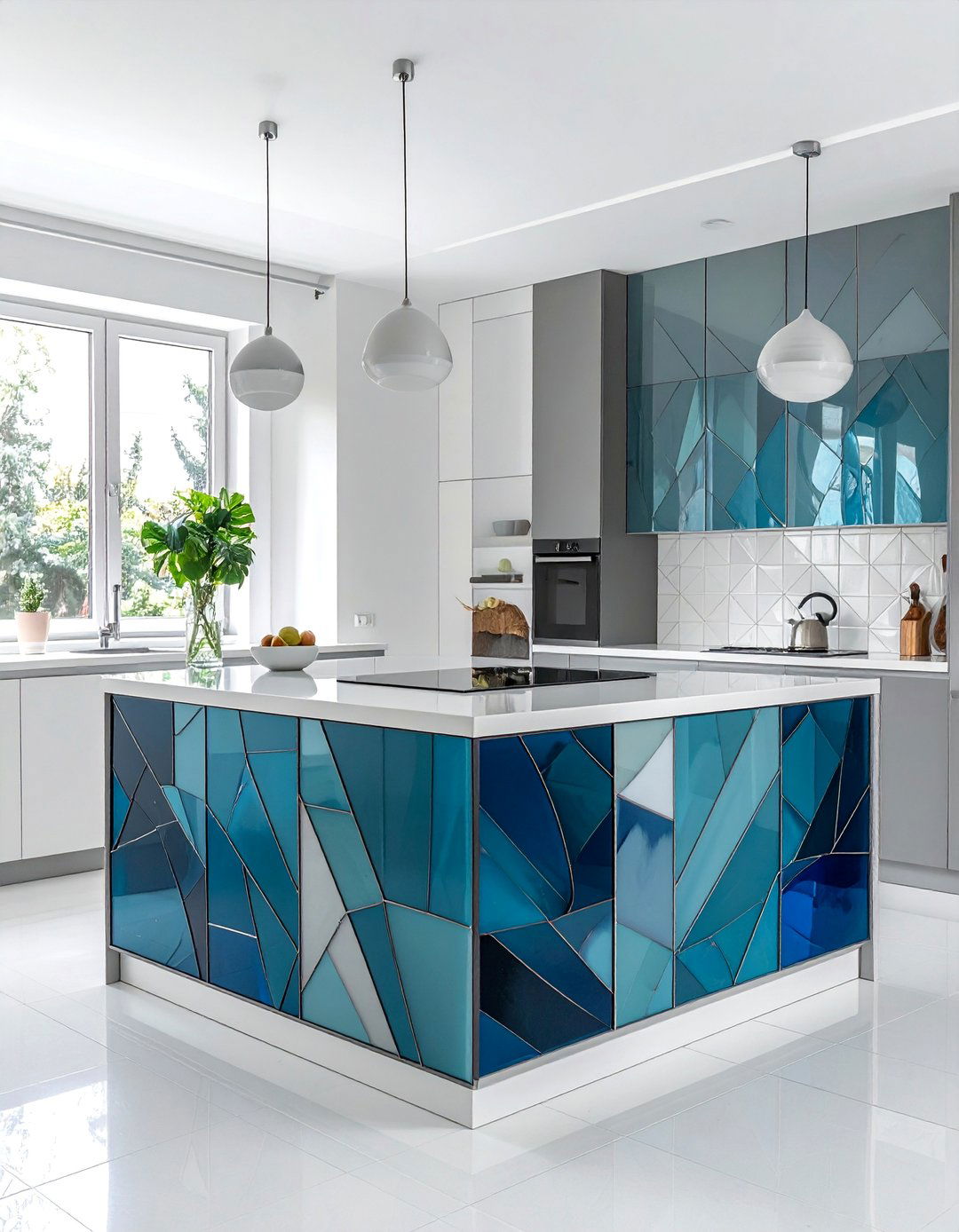 Stained Glass Kitchen Cabinets for a Unique Accent - 20 Modern Style Glass Kitchen Cabinets for a Sleek Look