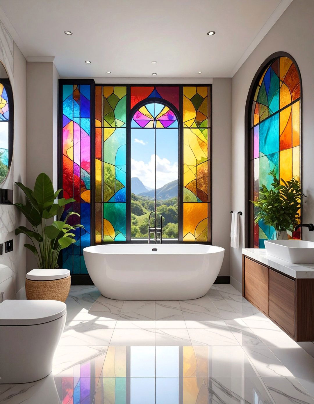 Stained Glass Windows - 30 Bathroom Window Treatment Ideas for Privacy