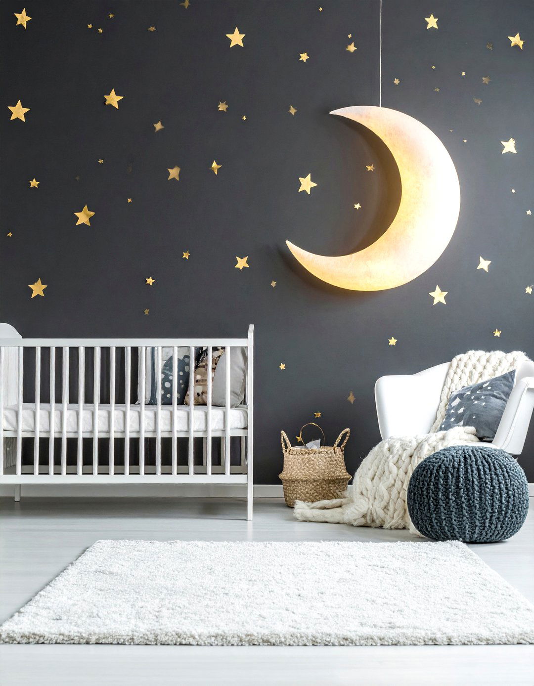 Starry Night Themed Black Nursery - 25 Black Nursery Ideas for a Modern Baby Room