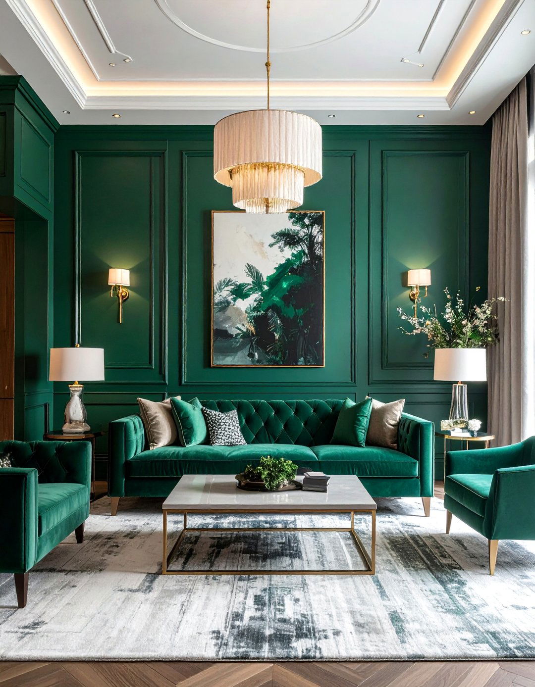 Statement Wall Paint Techniques - 25 High Ceiling Living Room Ideas to Maximize Your Space