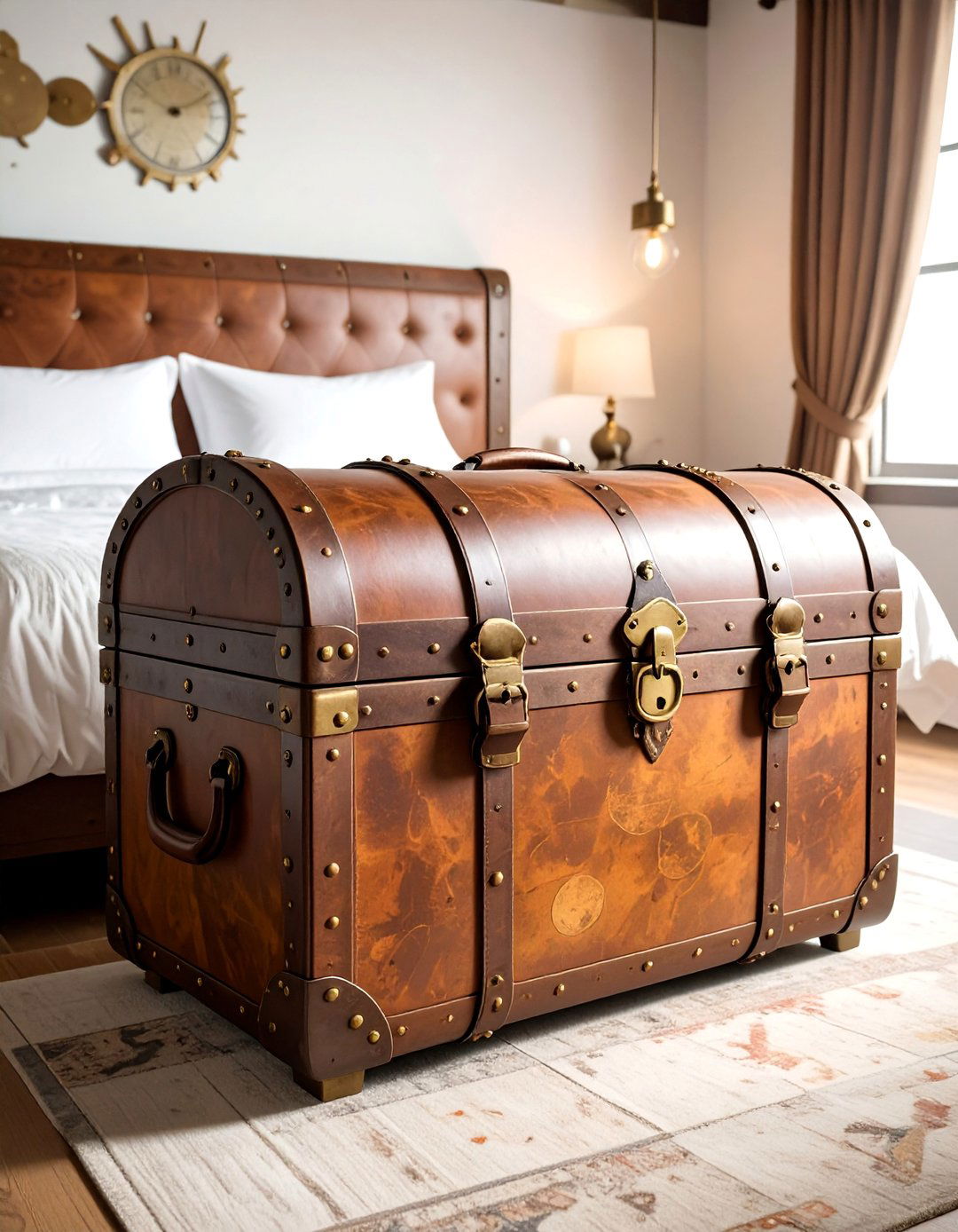 Steamer Trunk Storage Solutions - 15 Steampunk Bedroom Ideas for a Unique Industrial Look