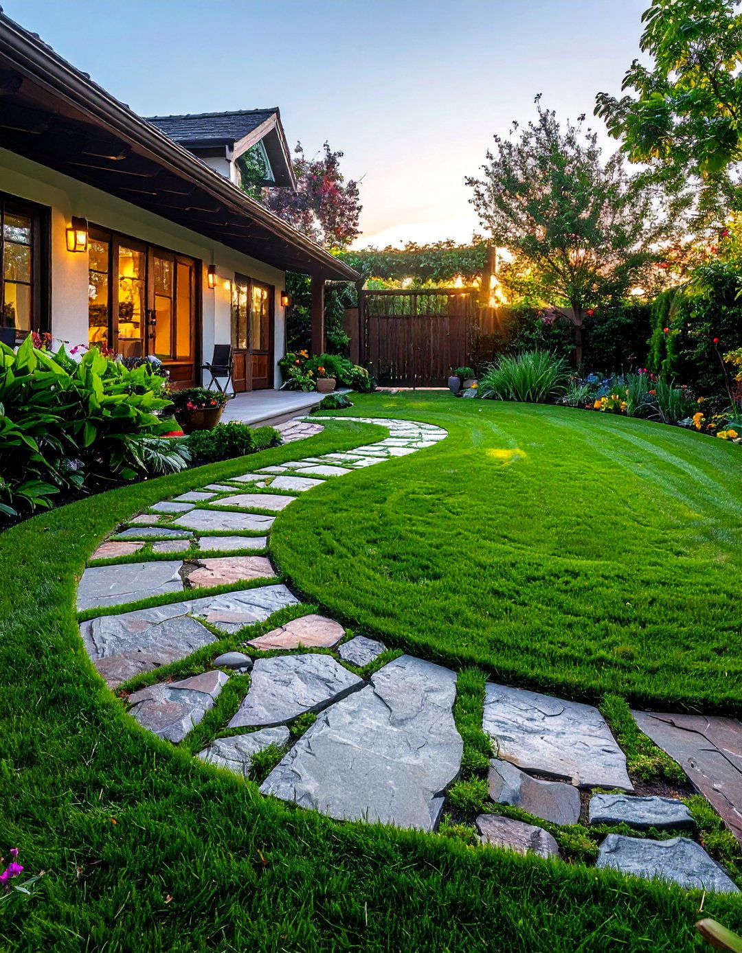 Stepping Stone Path Across a Circular Lawn - 20 Circular Lawn Garden Designs for Unique Spaces