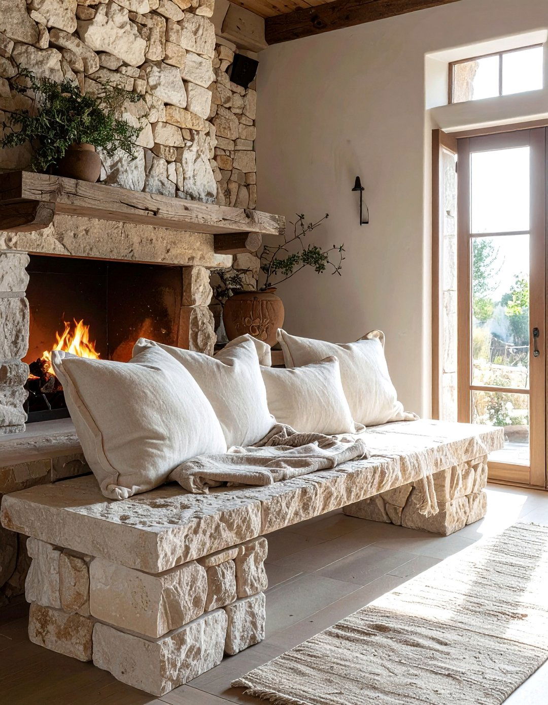 Stone Hearth Fireplace Benches - 20 Fireplace Bench Ideas to Cozy Up Your Living Room
