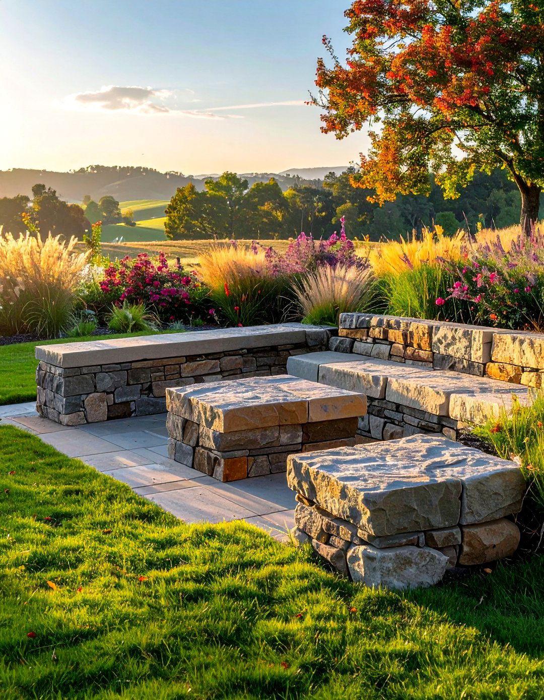 Stone Seating Areas - 40 Stone Landscaping Ideas for a Beautiful Outdoor Space