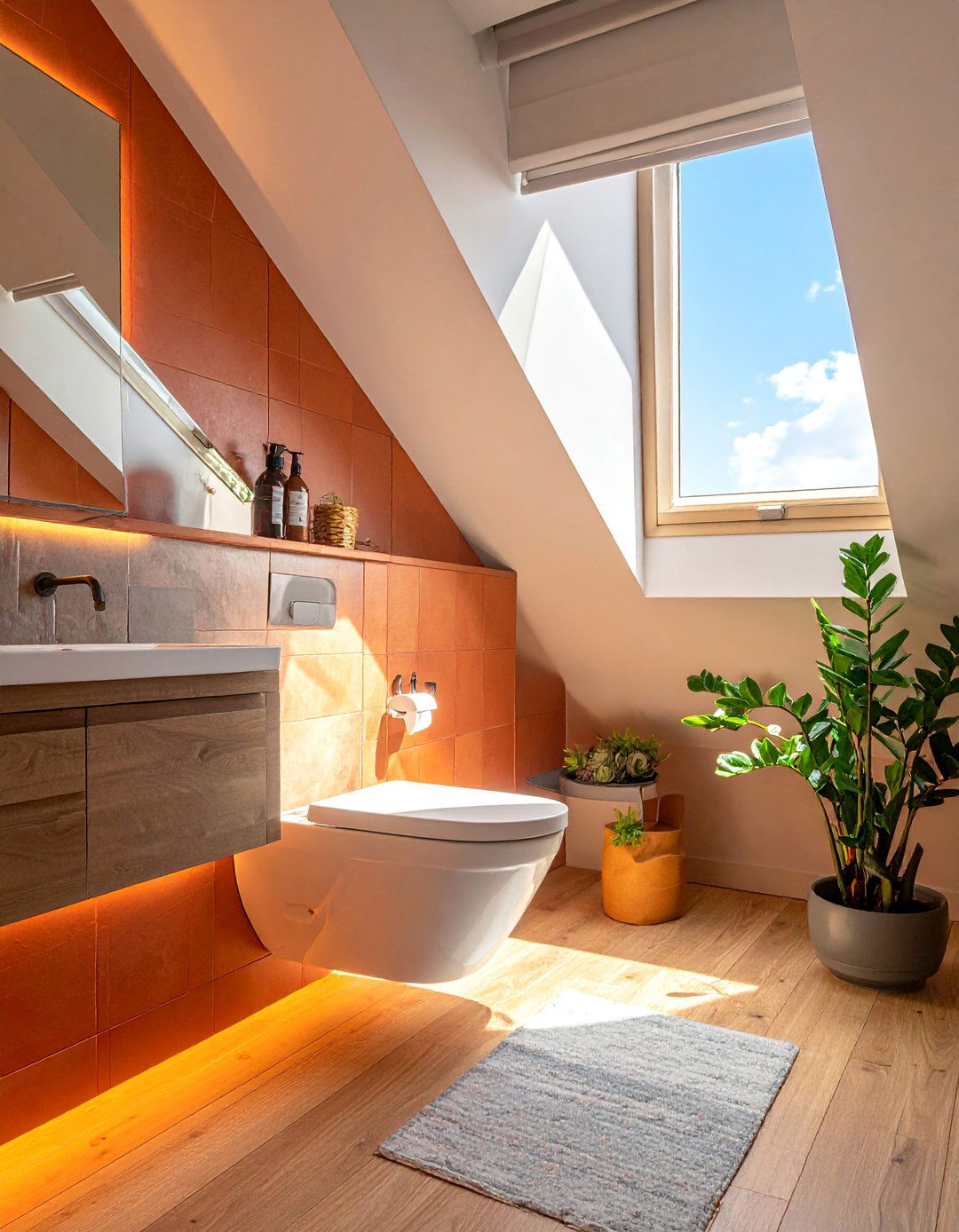 Strategic Toilet Placement - 15 Creative Sloped Ceiling Attic Bathroom Ideas