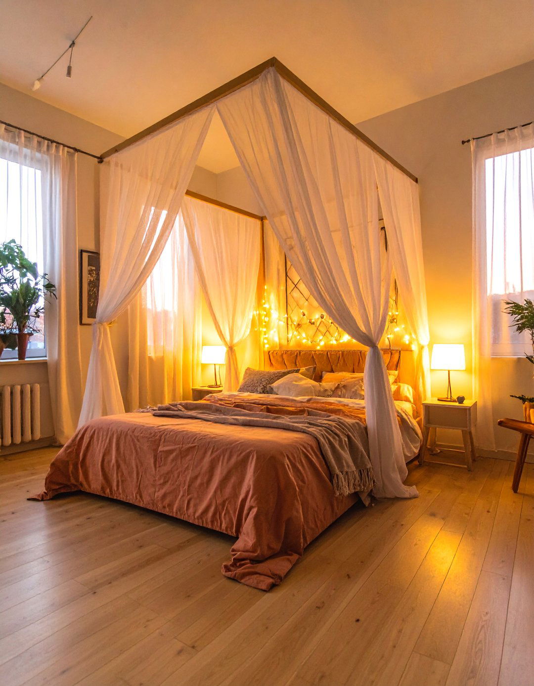 String Light Canopy Bedroom - 15 Indie Room Ideas for a Unique and Eclectic Style