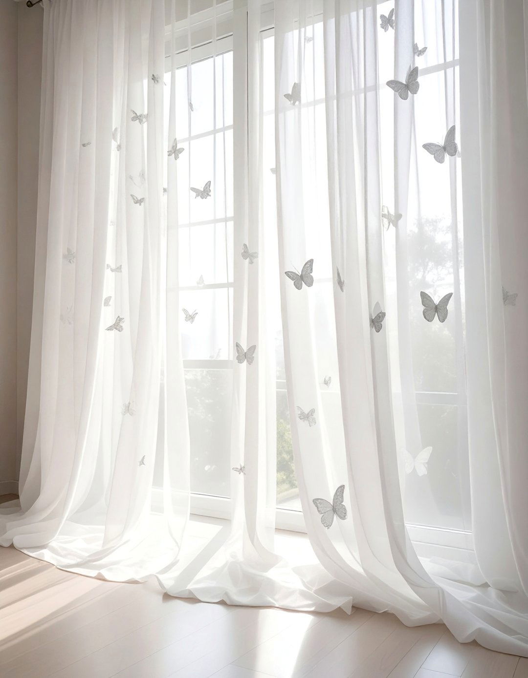 Subtle Butterfly Patterned Curtains or Drapes - 15 Butterfly-themed Room Ideas for a Whimsical Space