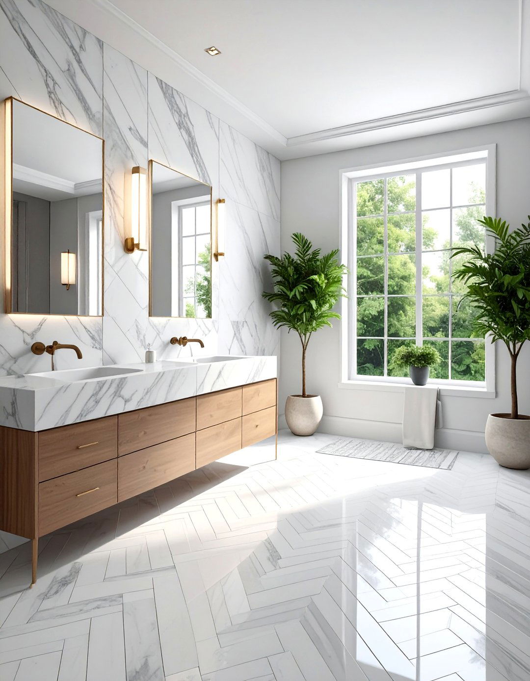 Subway Marble Tile Configuration - 20 Luxury Marble Bathroom Ideas for a Spa-Like Retreat