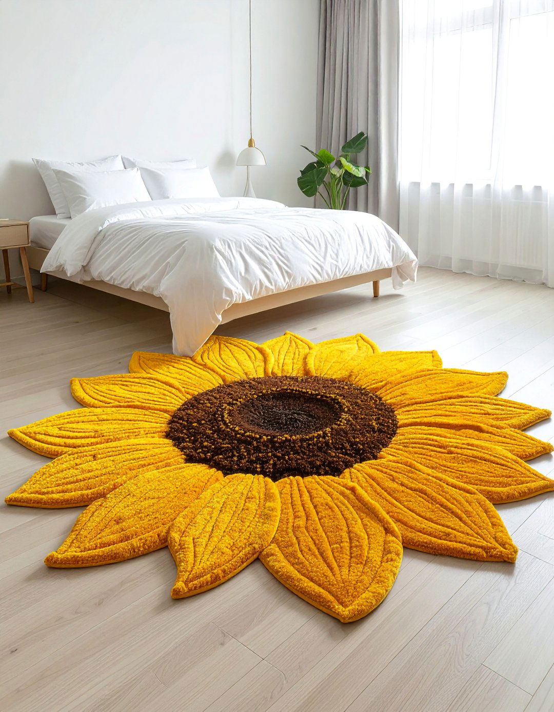Sunflower Shaped Area Rug - 15 Sunflower Bedroom Ideas to Brighten Your Space