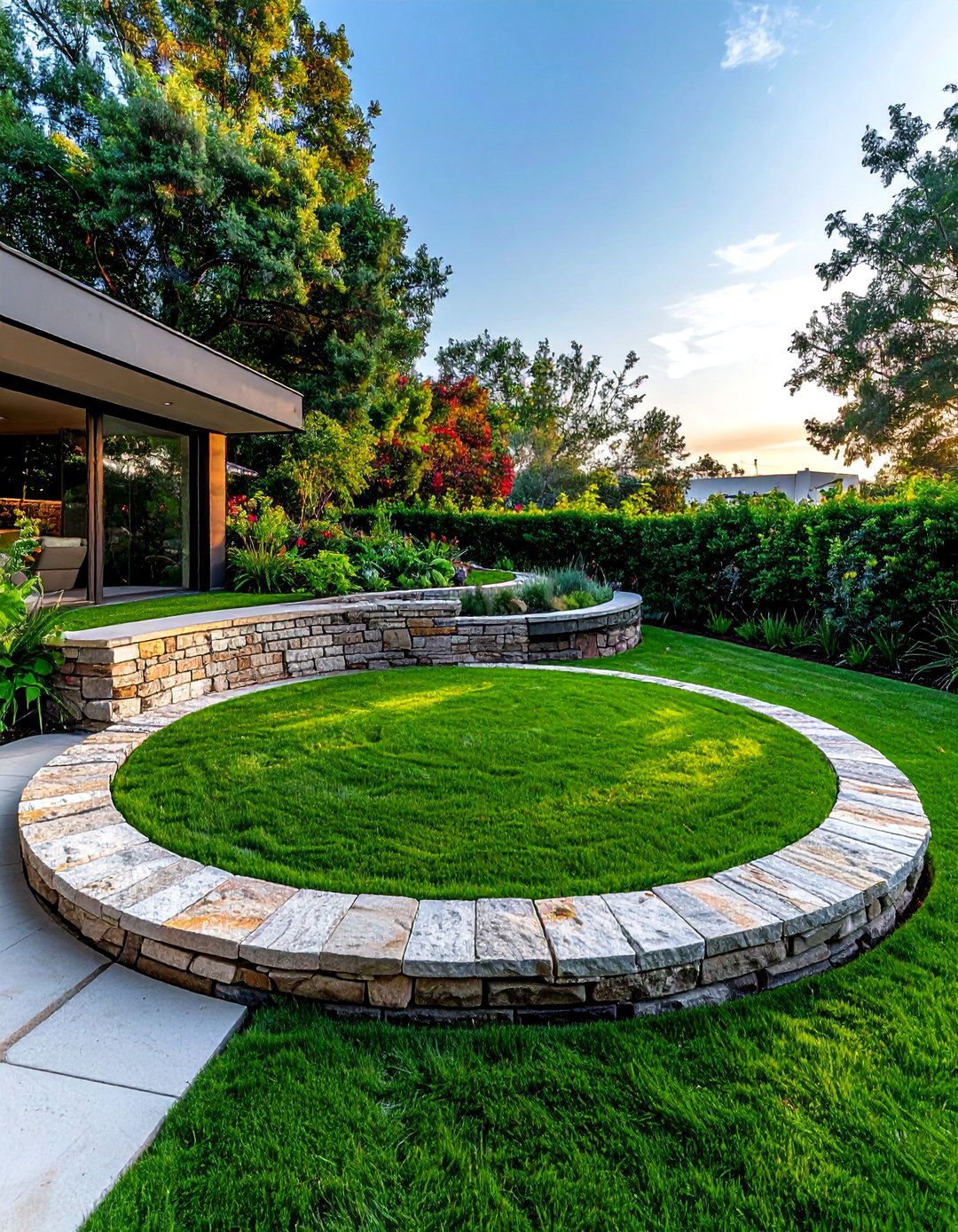Sunken Circular Lawn Garden Design - 20 Circular Lawn Garden Designs for Unique Spaces