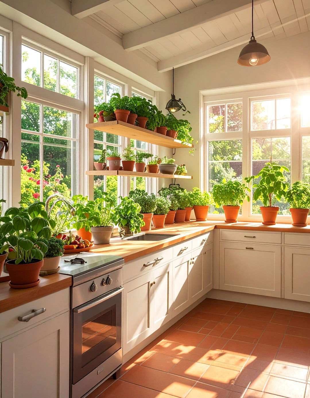 Sunroom Kitchen with a Built in Herb Garden - 15 Sunroom Kitchen Ideas for a Bright and Airy Space