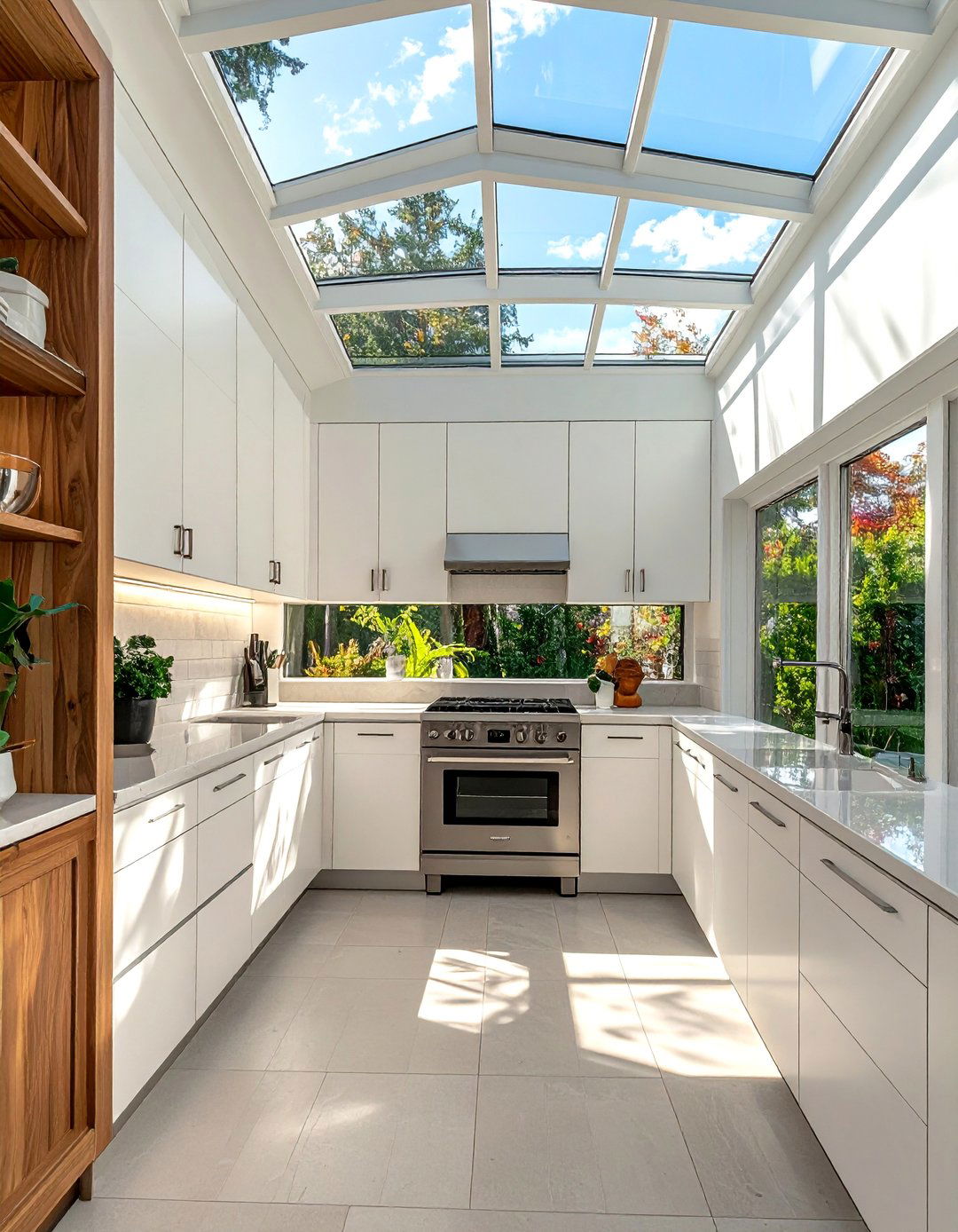 Sunroom Kitchen with a Glass Ceiling - 15 Sunroom Kitchen Ideas for a Bright and Airy Space