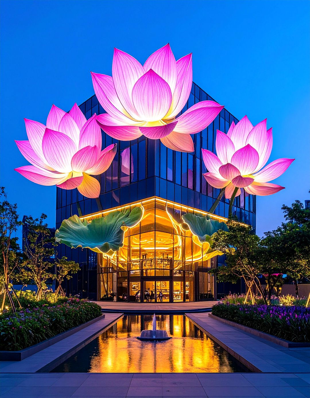 Surreal Floating Lotus Flower Mural on a Building - 15 Flower Murals on Buildings Ideas for Urban Beauty