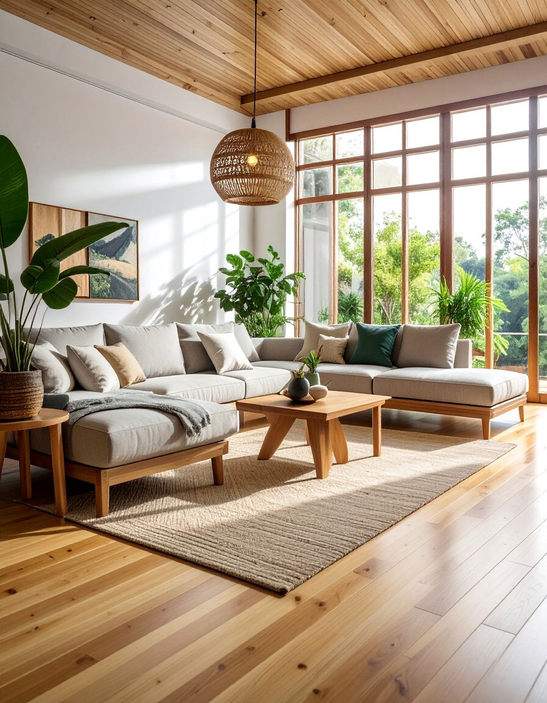 Sustainable Natural Bamboo Living Room Floor - 25 Beautiful Living Room Wood Floor Ideas