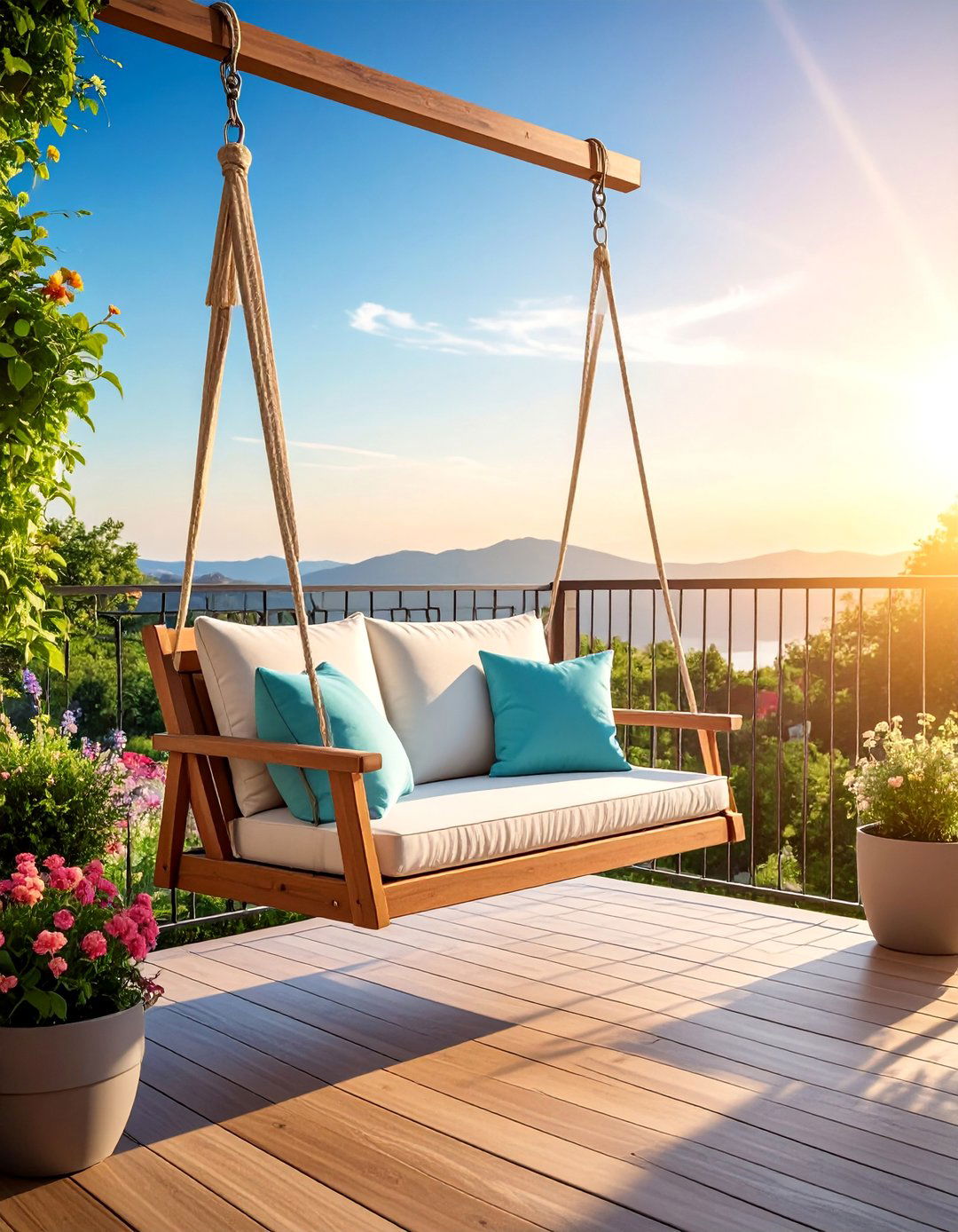 Swing Bench Garden Style - 25 Balcony Seating Ideas for Small Outdoor Spaces