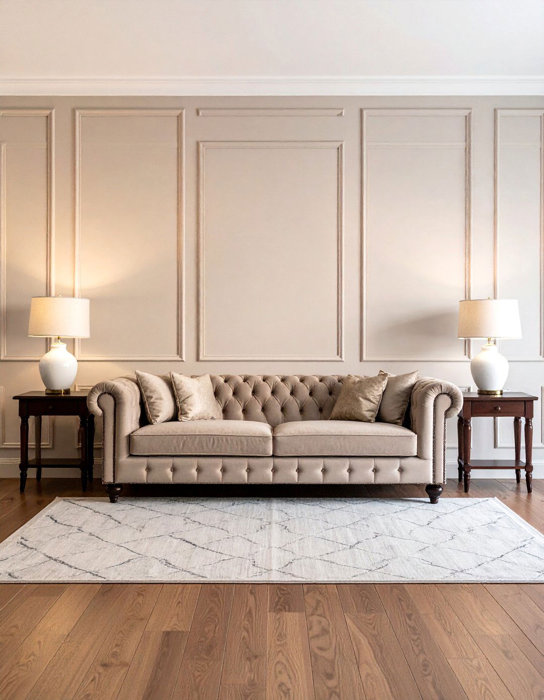 Symmetrical Layout with Matching End Tables and Lamps - 15 Elegant Symmetrical Living Room Ideas for Balance