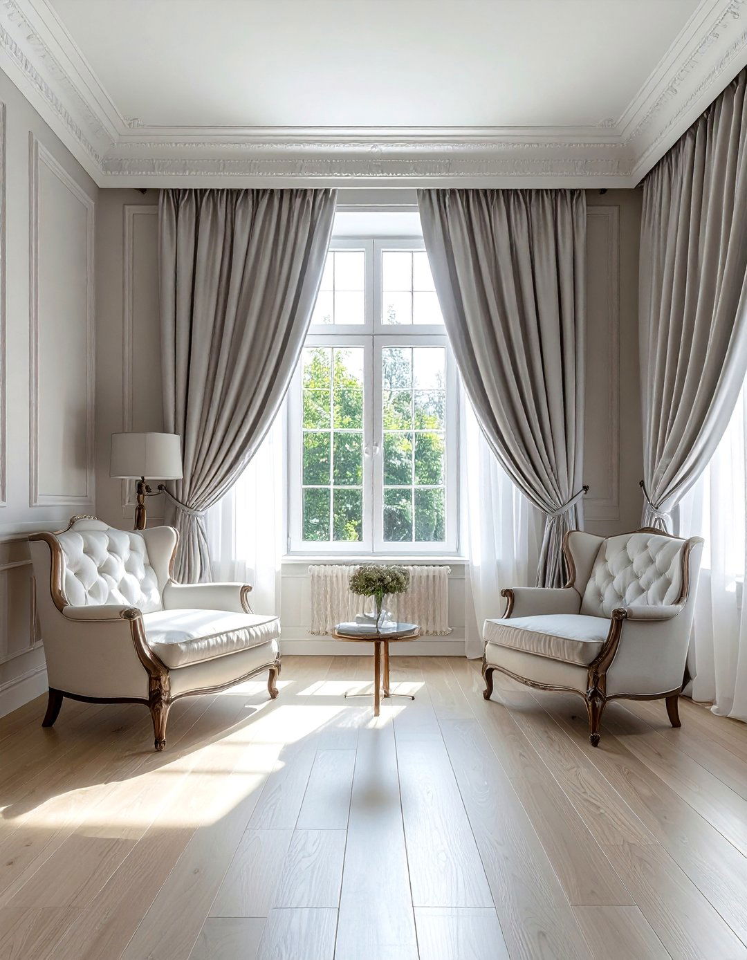 Symmetrical Window Treatments Framing a View