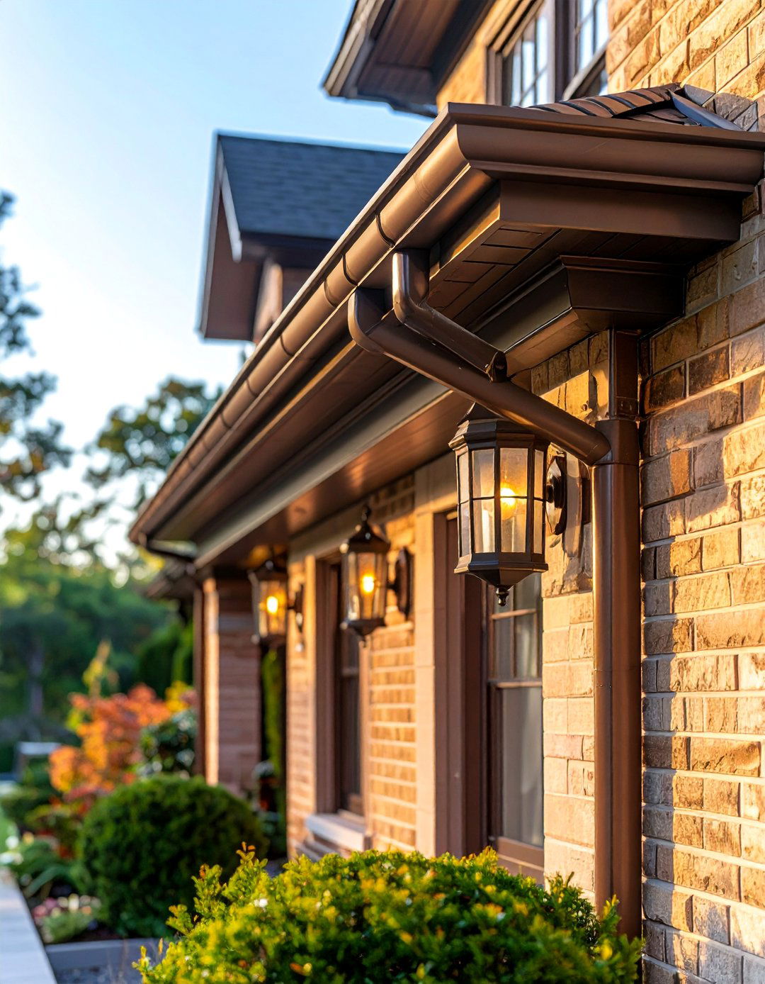 Tan Brick House with Bronze Gutters and Fixtures - 25 Beautiful Tan Brick House Color Scheme Ideas