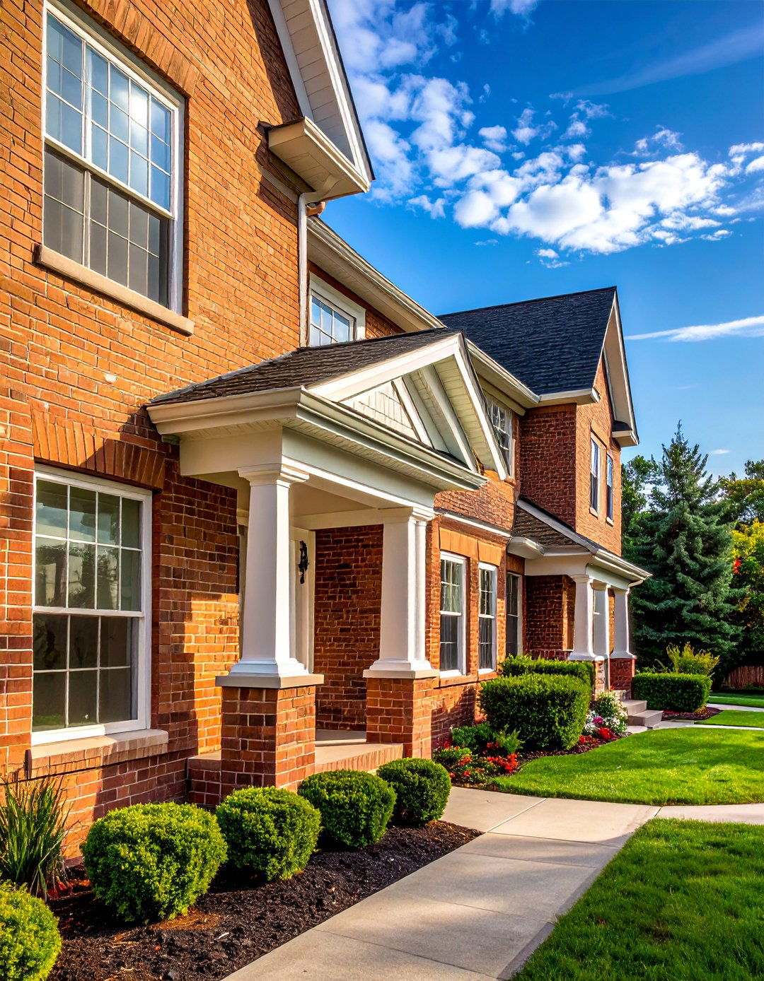 Tan Brick House with Classic White Trim - 25 Beautiful Tan Brick House Color Scheme Ideas