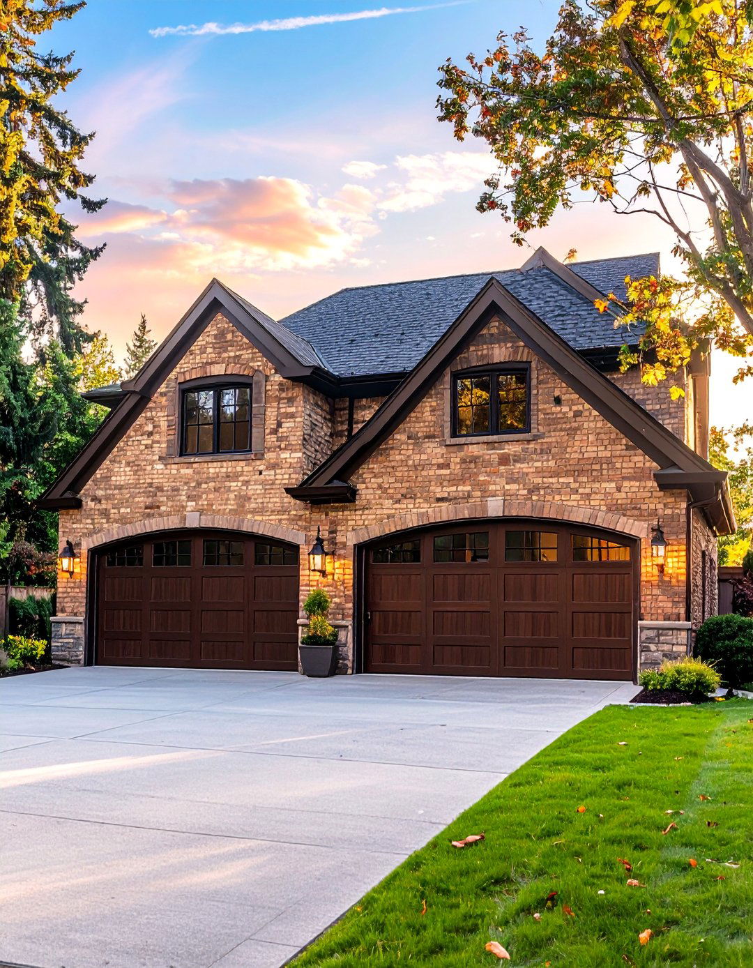 Tan Brick House with Dark Brown Garage Doors - 25 Beautiful Tan Brick House Color Scheme Ideas