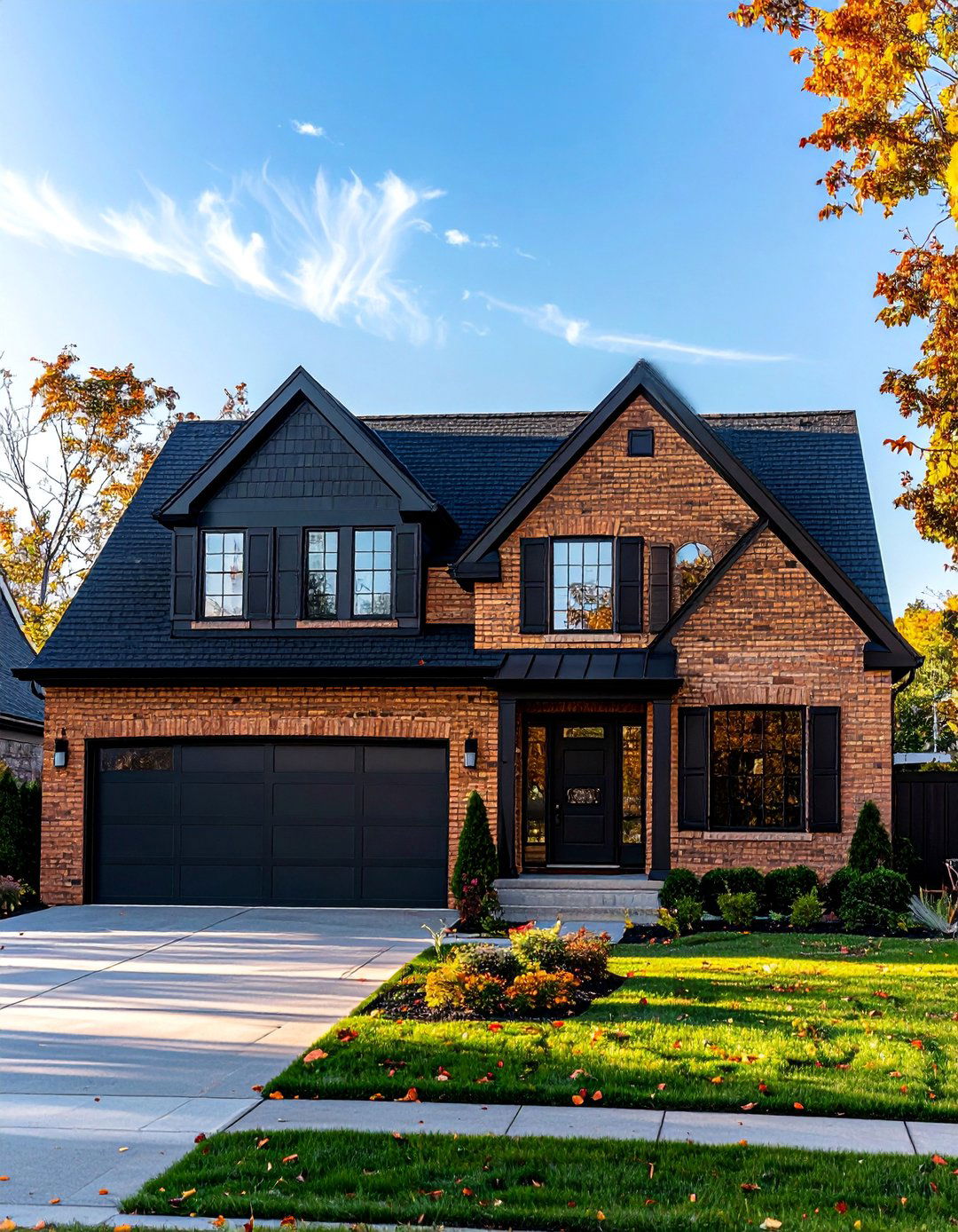 Tan Brick House with Iron Ore Accents