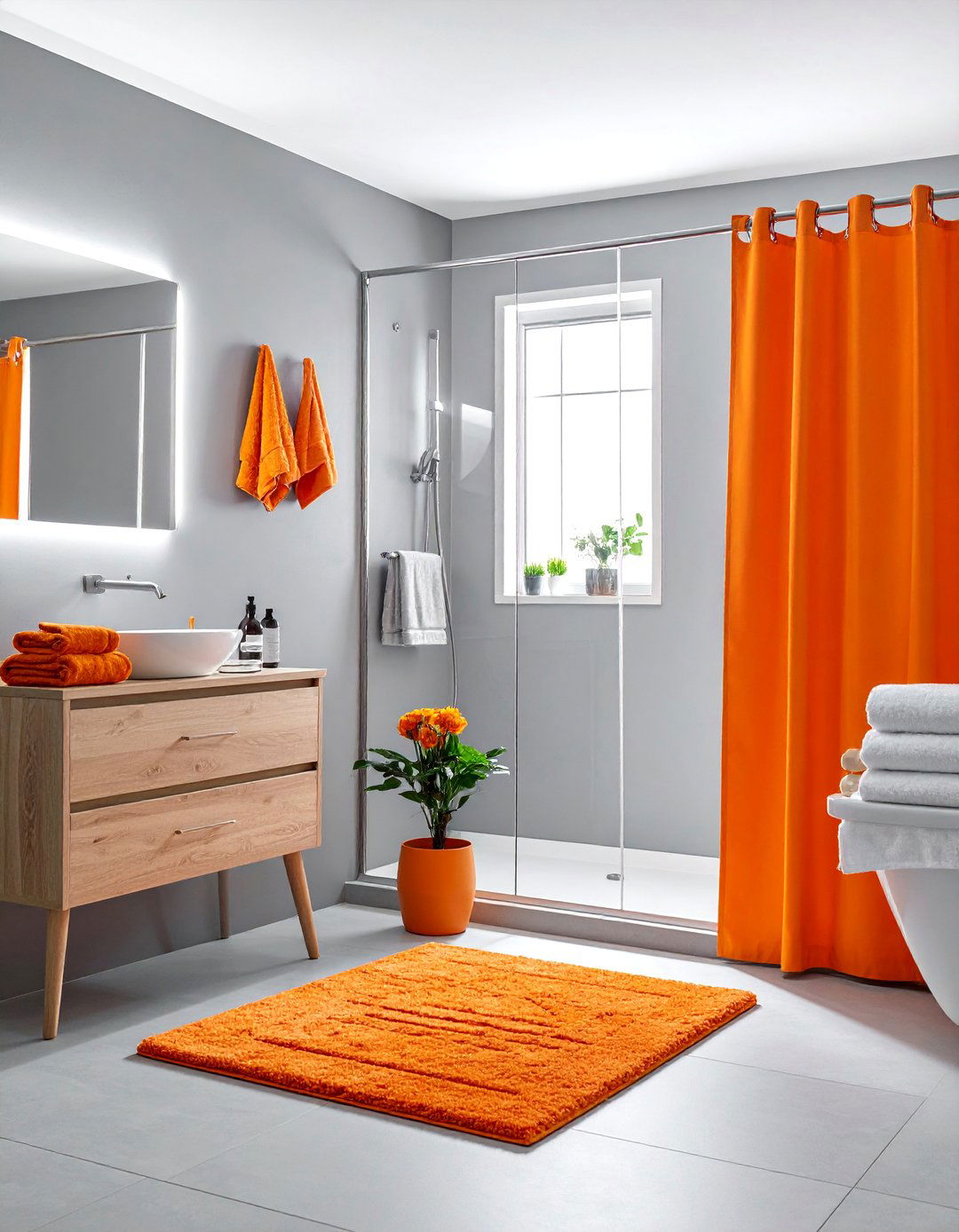 Tangerine Orange Bathroom Textiles - 15 Orange Bathroom Ideas for a Vibrant Makeover